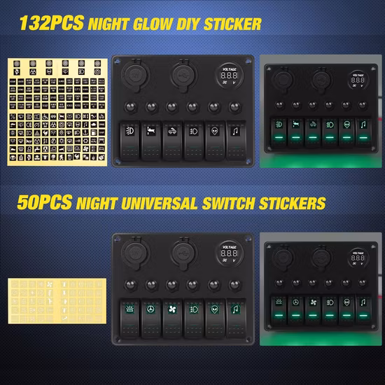 Panel de interruptores de 8 grupos, 7 * LED duales encendidos