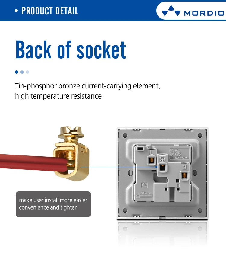 Dual USB Charging UK PC Material Single 13A 250V Wall Socket